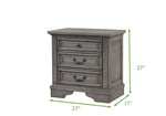 ZUN Grace Traditional Style 3-Drawer Nightstand Made with wood in Rustic Gray B00978933