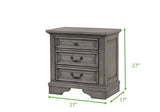 ZUN Grace Traditional Style 3-Drawer Nightstand Made with wood in Rustic Gray B00978933