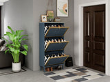 3 Metal Door Shoe Rack, Freestanding Modern Shoe Storage Cabinet, Metal rattan, for Entryway W68849315