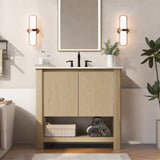 36" Modern Bathroom Vanity with Rectangle Ceramic Sink, Bathroom Cabinet with Large storage space N817P245321N