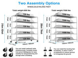 5 Tier 7500lbs Heavy Duty Adjustable Storage Rack Metal Shelf Wire Shelving Unit with Wheels & Shelf W155083060