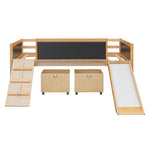 ZUN Twin size Loft Bed Wood Bed with Two Storage Boxes - Natrual 04539987