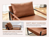 Set of 1 Classic Brown PU Leather and Metal Frame Sofa -Ergonomically designed, a perfect blend of W3875P378627