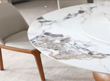 5pcs Modern Marble Dining Table, 59" Round Sintered Stone Table for Dining Room, Kitchen, Dinette, 18781274