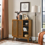 Mid Century Modern Rattan Sideboard Cabinet, Buffet Cabinet for Entryway Hallway Living Room Kitchen W1801P195620