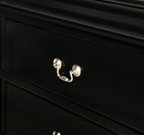 ZUN 1pc Black Finish Five Drawers Louis Philip Chest Solid Wood Contemporary Sleek Ample Storage B011P193098