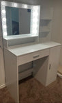 ZUN Vanity Desk with Mirror & Light, Large Drawer Three Level Storage Dresser, 3 Lighting Modes W2386P233036