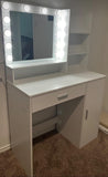 Vanity Desk with Mirror & Light, Large Drawer Three Level Storage Dresser, 3 Lighting Modes W2386P233036