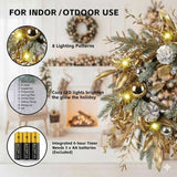 20 Inch Christmas Wreath Door Decor with Warm White LED Lights Christmas Decor FBA shipment 00228642