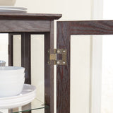 Glass Cabinet Lighted Glass Cabinet Curio Display Cabinet with Adjustable Glass Shelves 2 Doors and W2275P178888