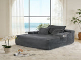 NEW Convertible Chaise Lounge Chair Plush with Wide Armrest & Throw Pillows, Cozy Boneless Sleeper W3975P479028