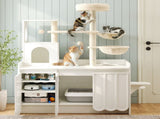 50.6" Cat Tree with Litter Box Enclosure, 5Cat Tower with Sisal Scratching Post and Storage Space, N704P443505K
