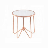 Rose Gold Finish End Round Frosted Glass Top Modern Living Room Furniture 1pc Classy Side B2741P332648