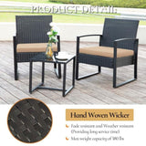 3 Piece Outdoor PE Wicker Furniture Set, Patio Black Rattan Sectional Sofa Couch with Washable 95617851