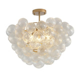 ZUN 20-Inch Gold Ceiling Pendant Light with Threaded Clear Glass Globe Shade – Ideal for Living Room, W1340P251914