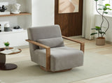 29.72"W Swivel Modern Upholstered Accent Chair with Solid Wood Armrests and 360 Degree Comfy Lounge W3188P417948