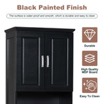 ZUN Tall Bathroom Cabinet with Four Doors, Large Storage Space Open Shelve, Upper Storage Cabinet, Black N725P192478B