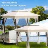 ZUN 11ft x 11ft Pop Up Canopy, Outdoor Patio Gazebos Shelter Beige-AS （Prohibited by 58392185