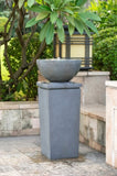 ZUN 44.5" Polyresin Gray Zen Bowl Water Fountain, Outdoor Bird Feeder /Bath Fountains, Relaxing Water W2078125236