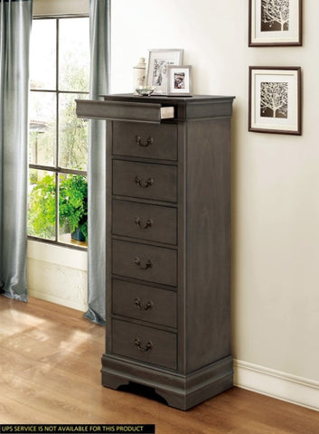 ZUN Traditional Design Louis Phillippe Style 1pc Lingerie Chest of 7x Drawers Gray Finish Hidden Drawers B011P180520
