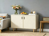 Natural Wood Sideboard Buffet Cabinet with Double Doors Adjustable Shelves And Wood Legs for Kitchen 52448874