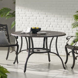 ZUN Outdoor Cast Aluminum Circular Dining Table, Bronze 59159.00