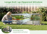 3-in-1 Raised Garden Bed with Greenhouse Cover, Galvanized Steel Planter Box for Year-Round Growing 48112501
