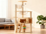 59" Modern Cat Tower, Wood Cat Tree Tower for Indoor Cats, Cat Treewith Sisal-Covered Scratching W3101P383595