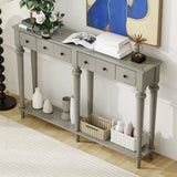TREXM Entryway Table with 4 Drawers, Retro Console Table with Open Shelf for Entryways, Living N715P202860E
