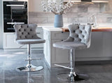 Swivel Velvet Barstools Adjusatble Seat Height from 25-33 Inch, Chrome base Bar Stools with Backs W1143P309419