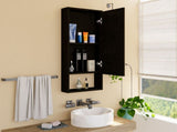 Medicine Single Door Cabinet 35" H, Two Interior Shelves, One External Shelf, Black B097133126