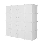 ZUN 4-layer 16 Cube Organizer Stackable Plastic Cube Storage, Plastic + Steel Wire with 3 Clothes Rails, 59827635