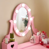 Kids Vanity Set with Mirror and Lights and Stool, 5 Storage Drawers, Pretend Play Princess Makeup 07602676