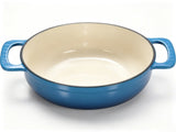Cast iron 7.5QT cooking pot set - Gradient blue color - Includes two silicone gloves - Enamel pot 63775459
