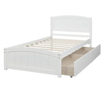 ZUN Twin size Platform Bed with Two Drawers, White WF194280AAK