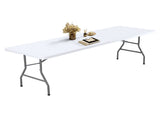 8FT Folding Picnic Table for Outdoor, Portable Fold-in-Half Plastic Dining Picnic Party Table with 20447905