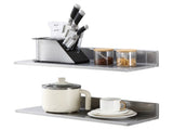 8.6" x 24" Stainless Steel Wall Shelf 2 Pcs, Floating Shelf with Backsplash, 44 lbs Load Capacity, 73819157