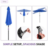 9FT Outdoor Patio Umbrella Market Table Polyester Fabric Canopy Iron Frame 8 Ribs UV Protection 25783648