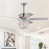 ZUN 52 inch Crystal Ceiling Fan with Lights Fandelier Chandelier Reversible Blades 3 Wind Speeds Remote W1592P162637