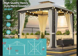 ZUN 10*10 FT Softtop Metal Gazebo with Mosquito Net&Sunshade Curtains,Sturdy Heavy Duty Double Roof W2259P147363