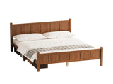 Queen Size Flat Panel Bed with Headboard & Footboard, Minimalist Modern Platform Bed with Wood Grain N733P422480D