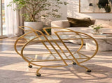 Gold Bar Carts for The Home Bar Serving Cart, Rolling Bar Cart Gold with Lockable Caster Wheels, W3123P480999