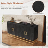 TREXM Retro Style Sideboard with Adjustable Shelves, Rectangular Metal Handles and Legs for Kitchen, N715P232695B