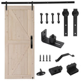 ZUN 36 in. x 84 in. Unfinished Sliding Barn Door with 6.6FT Barn Door Hardware Kit & Handle ,K 87386193