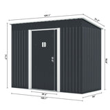 ZUN 4.2 x 9.1 Ft Outdoor Storage Shed, Metal Tool Shed with Lockable Doors Vents, Utility Garden Shed W2181P160699