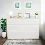 6 Drawer White Dresser, Modern Dresser for Bedroom Spacious Countertop, Wood Storage Cabinet W3204P318437
