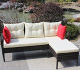 Outdoor patio Furniture sets 2 piece Conversation set wicker Ratten Sectional Sofa With Seat W20966894