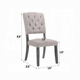 Transitional Dining Chairs Set of 2, Tufted Back Beige Fabric Upholstery Weathered Gray Oak Finish B2741P345901