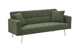 71.7 - inch Green Teddy Fleece Sofa Bed, accompanied by two charming throw pillows W3356P298510