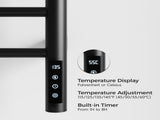 Black Heated Towel Rack for Bathroom,Wall Mounted with Intelligent Touch Screen Timer, 9-Bar Towel 93470145